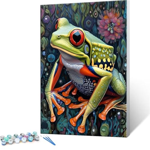 QIANLUOO Malen Nach Zahlen Kinder ab 5 6 7 8 9 10 Jahre Mädchen, Paint by Numbers Adult Kinder Frosch Anfänger mit Leinwand Pinseln Acrylpigment für Geschenke und Home Haus Dekorieren 90x120cm U-275 von QIANLUOO