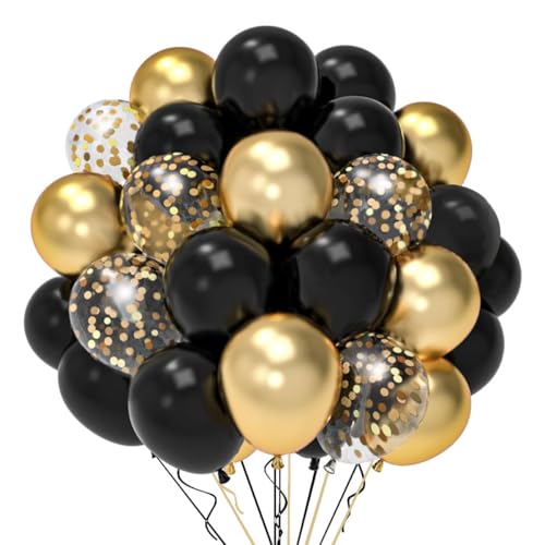 52 Stück Schwarz Gold KonfettiLuftballons Partydekorationen von QIFU