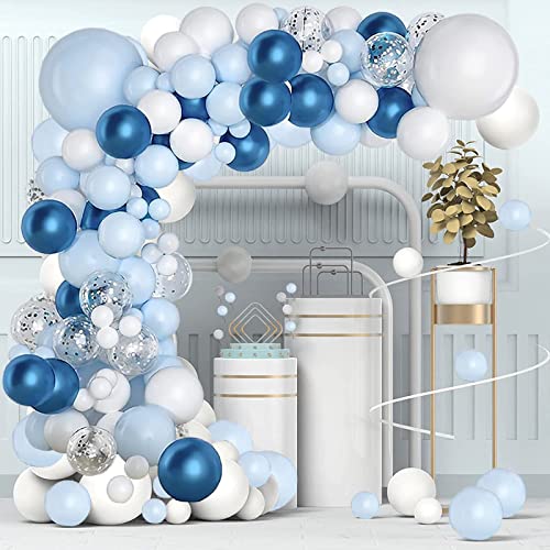 Luftballon Girlande Blau – Blau Ballon Girlande Set, Macaron Blau Ballons mit Konfetti Ballons für Jungen Baby Shower Deko, Geburtstag Party, Hochzeit, Babyparty Dekor von QIFU