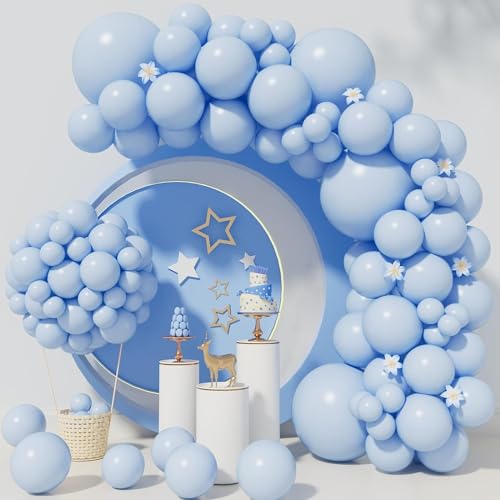 Luftballons Blau，102 Stück Blau Pastell Latex Luftballon Girlande Kit Ballonbogen für Geburtstag Party Jahrestag Hochzeit Babyparty baby shower Wedding Dekoration oktoberfest bierfest deko von QIFU