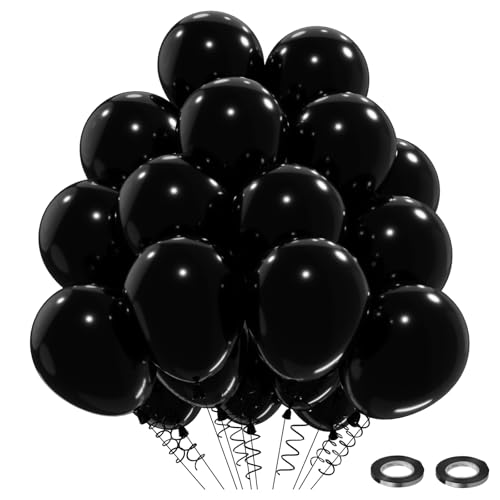 Schwarze Luftballons 52 Stück Schwarze Ballons, Ballons Schwarz Geburtstag Luftballon Helium Balloons Luftballons Schwarz Luftballons Hochzeit Party Deko, 12 Zoll Latexballons von QIFU