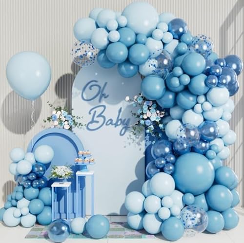 Hellblaue Luftballon Girlande Set,Ballon Girlande Geburtstagsdeko Blau,Luftballons Blau Verschiedene Größen 18 12 10 5 Zoll,Luftballons Konfirmation,Ballon Blau Für Baby Shower Deko Boy Hochzeit Party von QIFU