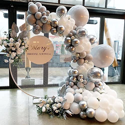 Ballon Girlande Silber Weiß, Hochzeit Luftballons Silber Weiß, Silber Luftballons Girlande Geburtstag für Hochzeit, Verlobung Deko, Babyparty, Valentinstag von QIFU