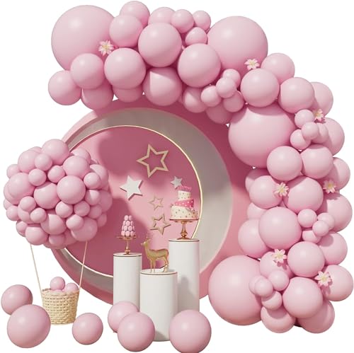 Rosa Luftballon Girlande，Rosa Pastell Macarons Luftballons mit Ballonbogen für Mädchen Frauen Geburtstag Party Hochzeit Babyparty baby shower Wedding Deko gender Reveal Brautdusche Taufe von QIFU