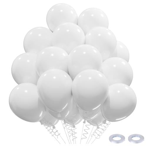 Luftballons Weiß 52 Stück Weiße Luftballons Hochzeit, Ballons Geburtstag Weiß, Weiße Balloons Helium Ballons Weisse Luftballon Hochzeit Party Deko, 12 Zoll Latexballons von QIFU