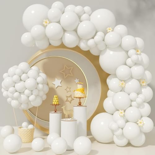 Luftballons Weiß，102 Stück weiße ballons Girlande hochzeit helium ballons, Ballonbogen Girlande Kit für Mädchen Frauen Deko Geburtstag Party Babyparty baby shower Wedding Dekoration von QIFU