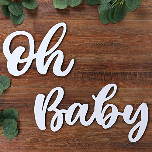 Wood Oh Baby Schild, weißes Partybanner für Babyparty-Dekorationen, Geburtstagsfeier, Geschlecht offenbaren Hintergrund, Wanddekoration von QIFU von QIFU