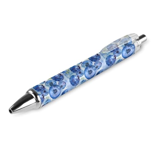 QIJIUU Blueberry Aquarell-Kugelschreiber, lustig, gemustert, einziehbar, schwarz, runder Schaft, feine Spitze, 0,5 mm, 1 Stück QIJIUU Blueberry Aquarell-Kugelschreiber, lustig, gemustert, einziehbar, schwarz, runder Schaft, feine Spitze, 0,5 mm, 1 Stück von QIJIUU