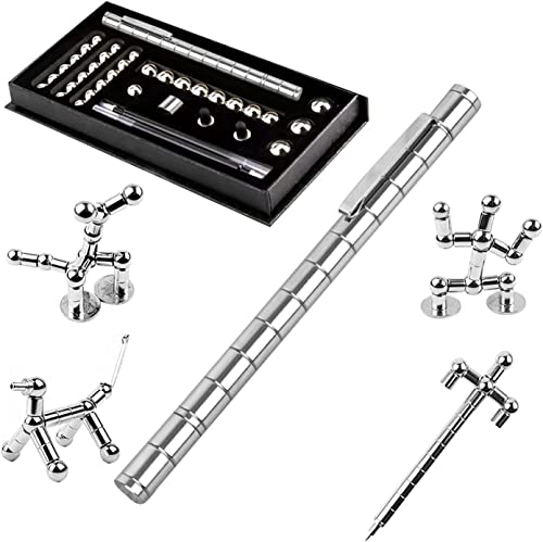 QILUCKY Magnetischer Kugelschreiber, Gadgets für Männer, für Männer und Teenager, Fidget Pen, Lustig Multifunktions Magnetstift (Silber) von QILUCKY