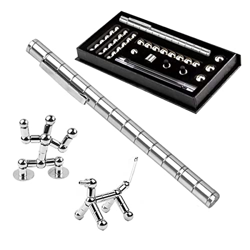 QILUCKY Magnetischer Kugelschreiber, Gadgets für Männer,Fidget Pen, Lustig Multifunktions Magnetstift, für Männer und Teenager (Silber) von QILUCKY