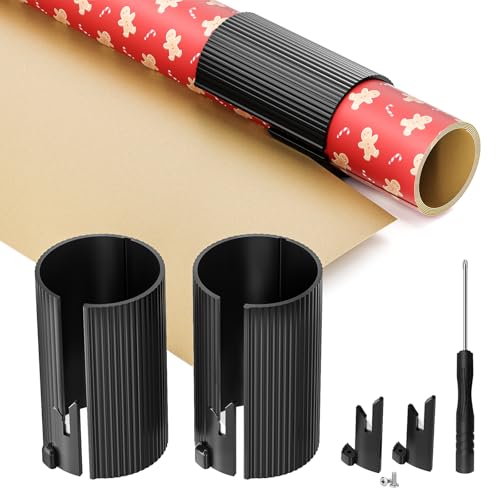 Geschenkpapier Schneider für Rollen (inkl. 2 Rollen & 4 Klingen) Austauschbarer Geschenkpapier Cutter - Geschenkpapierschneider, Gift Wrap Cutter für Weihnachten, Halloween, Geburtstage, Feiertage von QIMATOP