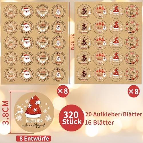 3.8cm Aufkleber Frohe Weihnachten,Weihnachts Aufkleber,Weihnachtsaufkleber Rund,Aufkleber Weihnachten,Weihnachtssticker,Geschenkaufkleber Weihnachten,Geschenkaufkleber Frohe Weihnachten von QIMMU