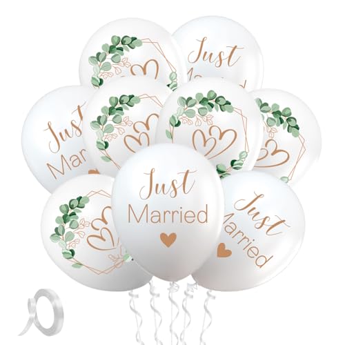 30 Stück Luftballons Hochzeit, 12 Zoll Ballons Hochzeit Deko, Just Married Ballon, Herzen Eukalyptus Hochzeitsballons Weiß für Just Married Deko Standesamt Deko Heiratsantrag, Verlobung 30 Stück Luftballons Hochzeit, 12 Zoll Ballons Hochzeit Deko, Just Married Ballon, Herzen Eukalyptus Hochzeitsballons Weiß für Just Married Deko Standesamt Deko Heiratsantrag, Verlobung von QIMMU