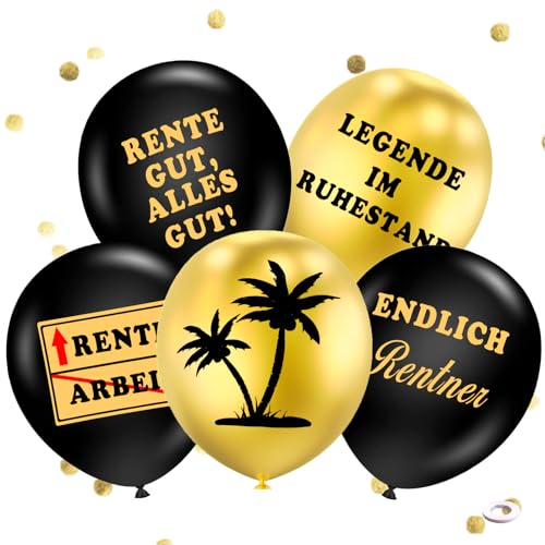 30 Stück Ruhestand Luftballons,Luftballon Ruhestand,Ballons Endlich Frei,Endlich Rentner Latexballons Deko Set,Rente Deko Ballon für Ruhestand Party Dekor Indoor Outdoor von QIMMU