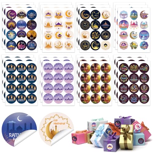 Eid Mubarak Sticker,63 Arten Eid Mubarak Dekoration Sticker,Eid Mubarak Aufkleber,Ramadan Kareem Selbstklebende Siegelaufkleber für Eid Ramadan Umschläge Geschenkverpackung Süßigkeiten von QIMMU