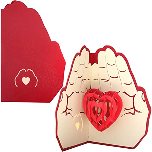 Valentinstag Karte,Pop Up Karte Valentinstag,Geburtstagskarte Liebe,Karte Rose Valentine,3D Glückwunschkarte,Karte Hochzeit,Geburtstagskarte Frau,3D Karte Liebe,Klappkarte Valentinstag(Heart) von QIMMU