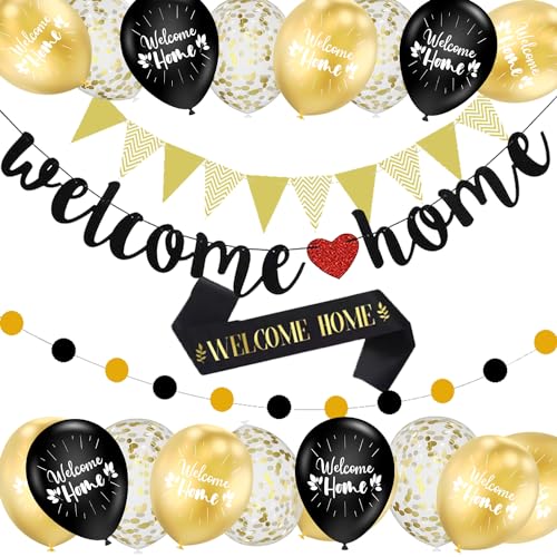 Welcome Home Girlande,24 StückWelcome Home Deko,Welcome Home Ballon,Welcome Home Deko Set mit 20 Stück Luftballons für Familie Einweihung Party Dekoration von QIMMU