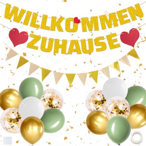 Willkommen Zuhause Deko,Willkommen Zuhause Girlande,Willkommen Zurück Girlande,Herzlich Willkommen Deko,Welcome Home Ballon Deko für Einweihungsparty,Zuhause,Geburt,Fest Dekorations von QIMMU