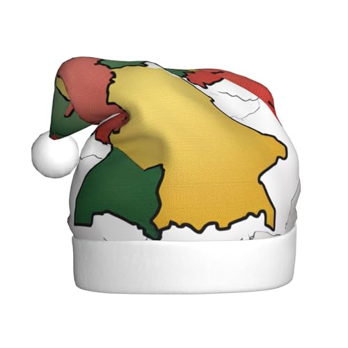 QIN&ZHENG Abstrakte deutsche Flagge, Map01, personalisierbar, Weihnachtsmannmütze, lustiges Weihnachtsgeschenk für Frauen, Erwachsene, Samt-Plüsch von QIN&ZHENG