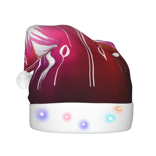 QIN&ZHENG Personalisierte Weihnachtsmütze für Erwachsene aus Samt mit LED-Lichtern für Frauen von QIN&ZHENG