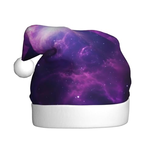 QIN&ZHENG Personalisierte Weihnachtsmütze mit violettem Himmel-Druck, lustiges Weihnachtsgeschenk für Frauen und Erwachsene, Samt-Weihnachtsmütze von QIN&ZHENG