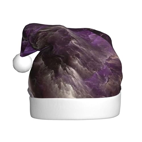 QIN&ZHENG Weihnachtsmütze mit violettem Galaxie-Aufdruck, lustige Weihnachtsgeschenke für Frauen, Erwachsene, Samt-Plüsch, Weihnachtsmütze von QIN&ZHENG