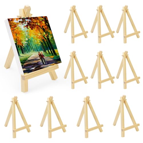 QINERSAW 10 Stück Mini Staffelei Holz Fotohalter Kartenhalter Memohalter Platzkartenhalter Tischkartenhalter Sitzkartenhalter kleine Staffelei Tischdeko für Hochzeit Geburtstag Taufe Party von QINERSAW