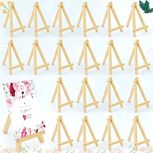 QINERSAW 20 Stück Mini Staffelei Holz Fotohalter Kartenhalter Memohalter Platzkartenhalter Tischkartenhalter Sitzkartenhalter kleine Staffelei Tischdeko für Hochzeit Geburtstag Taufe Party von QINERSAW