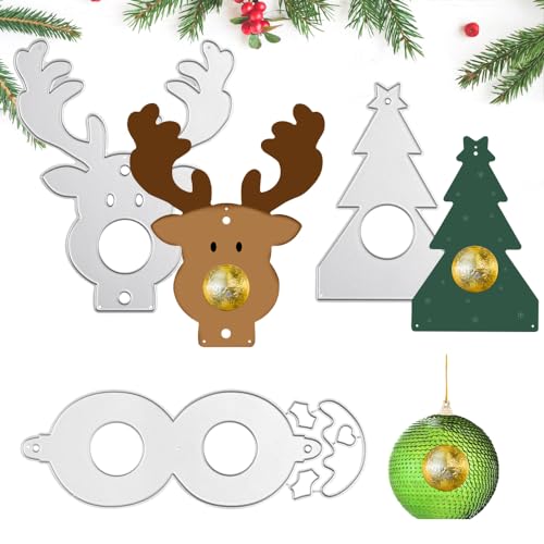 QINERSAW 3 Stück 3D Stanzmaschine Stanzschablone Weihnachten Stanzformen Schokolade Stanzschablone Geschenkbox Prägeschablone Schokolade Süßigkeiten Stanzbögen Weihnachten DIY Handwerk Scrapbooking von QINERSAW