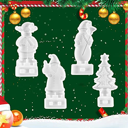 QINERSAW 4 Stück Silikonform Weihnachten Epoxidharz Formen Silikon Weihnachten Gießformen Resin Form Casting Form Weihnachtsbaum Weihnachtsmann Elche Schneemann DIY Form von QINERSAW