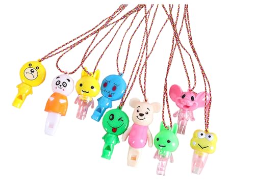 QINGNUO Kids Fun 9-Teiliges Set Light up Whistle Lanyard Kleine Geschenke Kleines Tier Geformt Blinkendes Lanyard Spielzeug Pfeife von QINGNUO