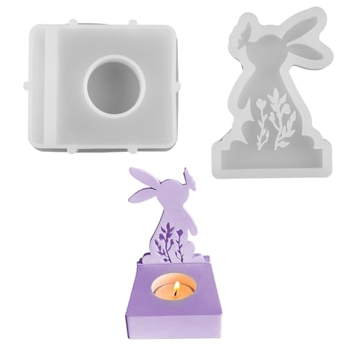 QINGYIWL Gießform Ostern Hase,Gießformen Silikon Ostern DIY Kombination Silikonform Kerzenhalter für DIY Kerzenhandwerk und Backform, wiederverwendbare Silikonformen für Ostern dekorieren von QINGYIWL