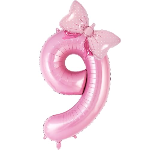 Luftballon 9. Geburtstag, Folienballon Zahlen 9, 40 Zoll Zahlen Luftballon, Ballon Zahl Deko zum Geburtstag, für Mädchen Junge, Jubiläum Babyparty Party Deko von QINQINZIJIN