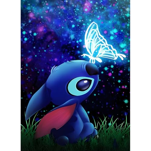 QINRUBB DIY Cartoon Diamond Painting Erwachsene, 5D stitch Diamant Painting Bilder Anfänger, Schmetterling Runder Vollbohrer Diamanten Malerei Stickerei Kreuzstich Geschenke Home Wand Dekor 30x40cm von QINRUBB