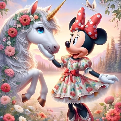 QINRUBB DIY Einhorn Diamond Painting Erwachsene, 5D Maus Diamant Painting Bilder Anfänger, Cartoon Runder Vollbohrer Diamanten Malerei Stickerei Kreuzstich Geschenke Home Wand Dekor 30x40cm von QINRUBB