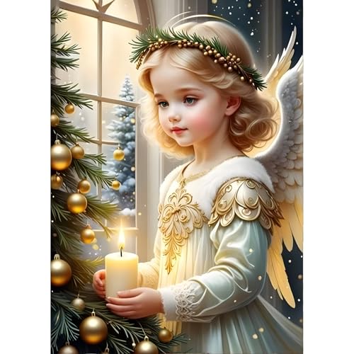 QINRUBB DIY Engel Diamond Painting Erwachsene, 5D Prinzessin Diamant Painting Bilder Anfänger, Runder Vollbohrer Diamanten Malerei Stickerei Kreuzstich Geschenke Home Wand Dekor 30x40cm von QINRUBB