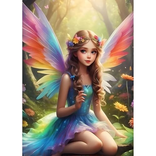 QINRUBB DIY Fee Diamond Painting Erwachsene, 5D Flügel Diamant Painting Bilder Anfänger, Traumland Runder Vollbohrer Diamanten Malerei Stickerei Kreuzstich Geschenke Home Wand Dekor 30x40cm von QINRUBB