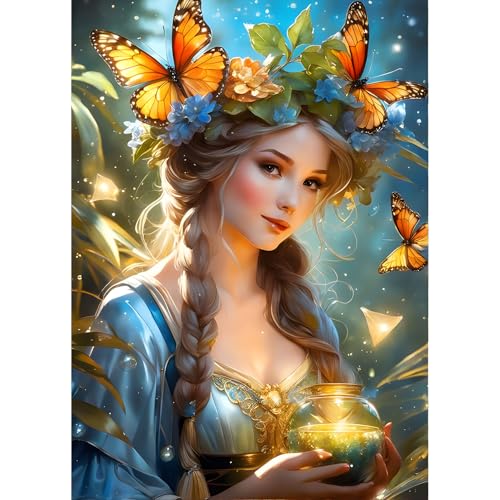 QINRUBB DIY Fee Diamond Painting Erwachsene, 5D Schmetterling Diamant Painting Bilder Anfänger, Traumland Runder Vollbohrer Diamanten Malerei Stickerei Kreuzstich Geschenke Home Wand Dekor 30x40cm von QINRUBB