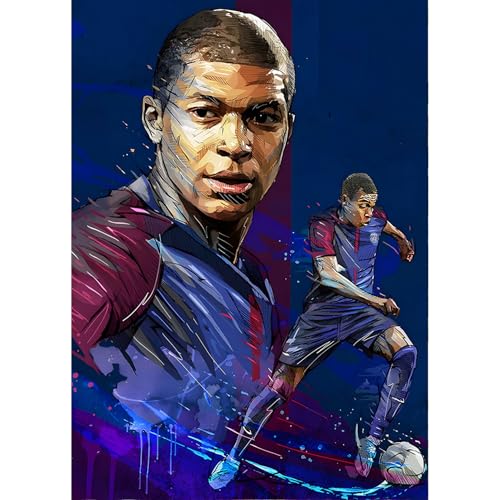 QINRUBB DIY Fußball Diamond Painting Erwachsene, 5D Athleten Diamant Painting Bilder Anfänger, Runder Vollbohrer Diamanten Malerei Stickerei Kreuzstich Geschenke Home Wand Dekor 30x40cm von QINRUBB