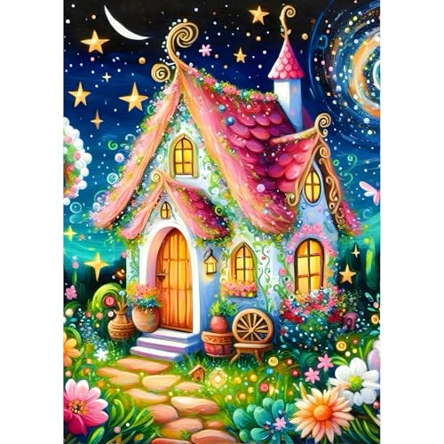 QINRUBB DIY Haus Diamond Painting Erwachsene, 5D Blumen Diamant Painting Bilder Anfänger, Wunderland Runder Vollbohrer Diamanten Malerei Stickerei Kreuzstich Geschenke Home Wand Dekor 30x40cm von QINRUBB