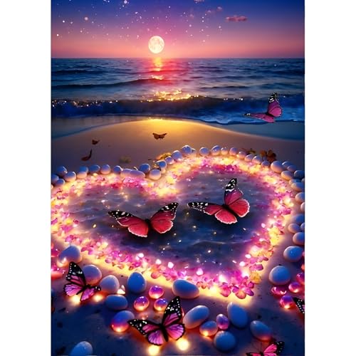 QINRUBB DIY Liebe Herz Diamond Painting Erwachsene, 5D Strand Diamant Painting Bilder Anfänger, Runder Valentinstag Vollbohrer Diamanten Malerei Stickerei Kreuzstich Geschenke Home Wand Dekor 30x40cm von QINRUBB