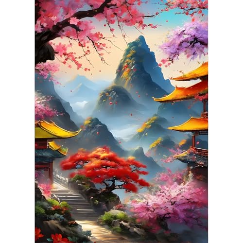 QINRUBB DIY Mountain Diamond Painting Erwachsene, 5D Landscape Diamant Painting Bilder Anfänger, Runder Vollbohrer Diamanten Malerei Stickerei Kreuzstich Geschenke Home Wand Dekor 30x40cm von QINRUBB