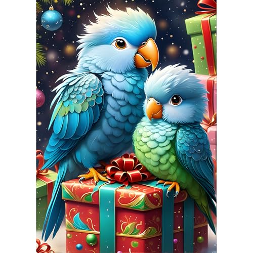 QINRUBB DIY Papagei Diamond Painting Erwachsene, 5D Vogel Diamant Painting Bilder Anfänger, Weihnachten Runder Vollbohrer Diamanten Malerei Stickerei Kreuzstich Geschenke Home Wand Dekor 30x40cm von QINRUBB