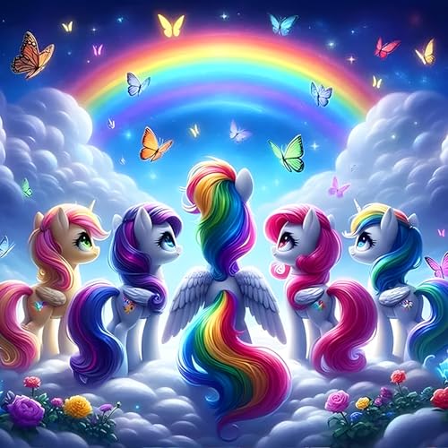 QINRUBB DIY Regenbogen Diamond Painting Erwachsene, 5D Pony Diamant Painting Bilder Anfänger, Schmetterling Runder Vollbohrer Diamanten Malerei Stickerei Kreuzstich Geschenke Home Wand Dekor 30x30cm von QINRUBB