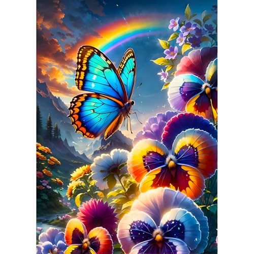 QINRUBB DIY Schmetterling Diamond Painting Erwachsene, 5D Märchenland Diamant Painting Bilder Anfänger, Runder Vollbohrer Diamanten Malerei Stickerei Kreuzstich Geschenke Home Wand Dekor 30x40cm von QINRUBB