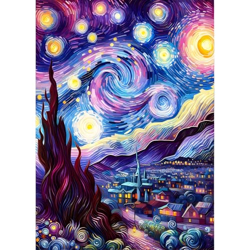 QINRUBB DIY Sternenhimmel Diamond Painting Erwachsene, 5D Impressionistisch Diamant Painting Bilder Anfänger, Runder Vollbohrer Diamanten Malerei Stickerei Kreuzstich Geschenke Home Wand Dekor 30x40cm von QINRUBB