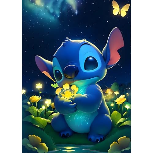 QINRUBB DIY Stitch Diamond Painting Erwachsene, 5D Cartoon Diamant Painting Bilder Anfänger, Blumen Runder Vollbohrer Diamanten Malerei Stickerei Kreuzstich Geschenke Home Wand Dekor 30x40cm von QINRUBB