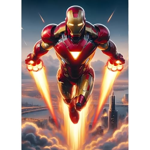 QINRUBB DIY Superheld Diamond Painting Erwachsene, 5D Diamant Painting Bilder Anfänger, Iron Man Runder Vollbohrer Diamanten Malerei Stickerei Kreuzstich Geschenke Home Wand Dekor 30x40cm von QINRUBB