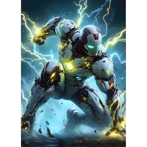 QINRUBB DIY Superheld Diamond Painting Erwachsene, 5D Iron Man Diamant Painting Bilder Anfänger, Runder Vollbohrer Diamanten Malerei Stickerei Kreuzstich Geschenke Home Wand Dekor 30x40cm von QINRUBB