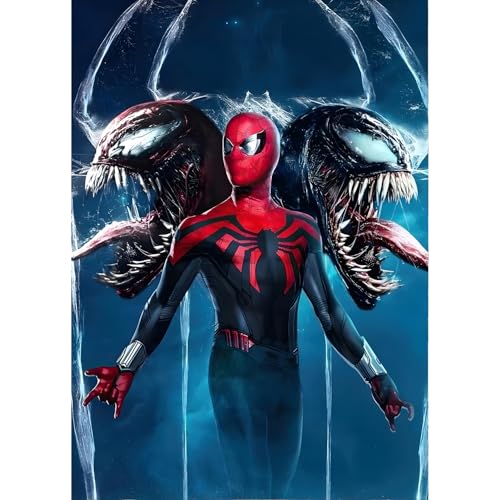 QINRUBB DIY Superheld Diamond Painting Erwachsene, 5D Venom Diamant Painting Bilder Anfänger, Spider-Man Runder Vollbohrer Diamanten Malerei Stickerei Kreuzstich Geschenke Home Wand Dekor 30x40cm von QINRUBB